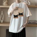 Cat Print Cotton T-shirt