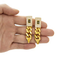 Stainless Steel Cuban Chain Pendant and Earrings Set