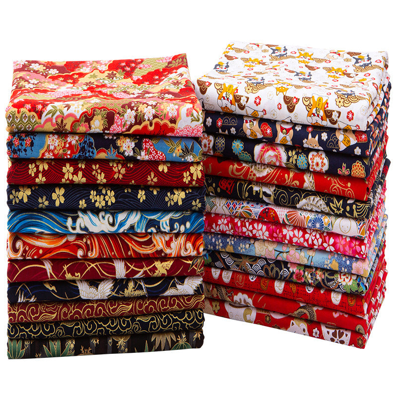 All-cotton Japanese-style gold-embossed fabric