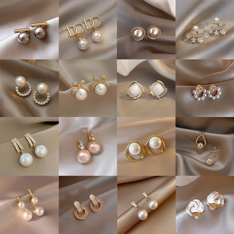 S925 Silver Pearl Earrings Elegant Light Luxury Fashion Jewelry