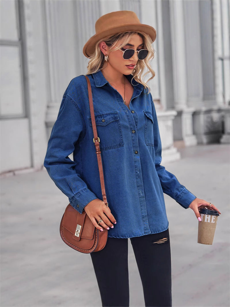 Casual Lapel Shirt and Wide-Leg Pants Set