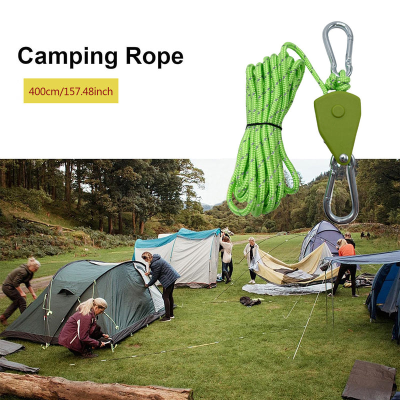 Outdoor camping canopy wind rope tent rope pulley adjuster windproof rope light fixture buckle hanging rope adjustable lifting - TrendTrove