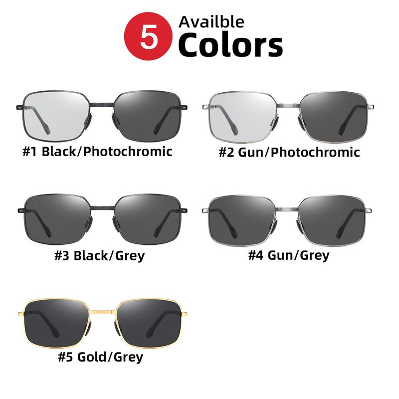 Men Fold Photochromic Sunglasses with Polarized Lens Rectangle Folding Metal Male Sun Glasses Trending Products - TrendTrove