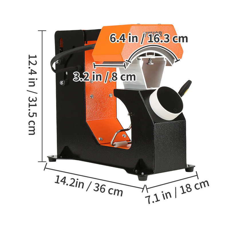 VEVOR 3in1 Auto Hat Heat Press With 3pcs Interchangeable Platens Automatic Release&Press Knob Style Digital Control Panel, Heat Transfer Printing For Caps