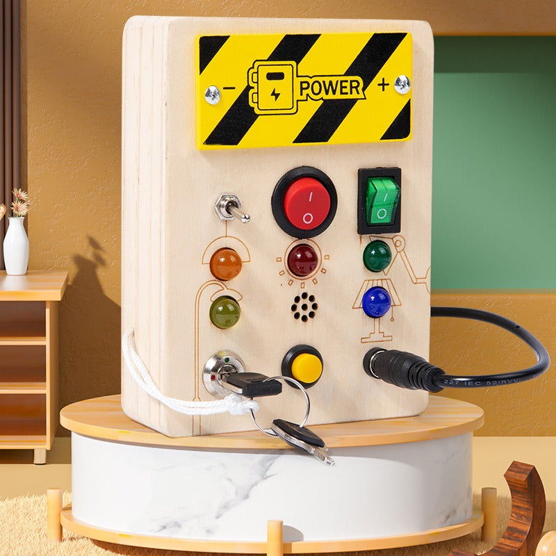 Tablero sensorial Montessori de madera con interruptor de luz LED, actividades de viaje, juegos para niños de 2 a 4 años