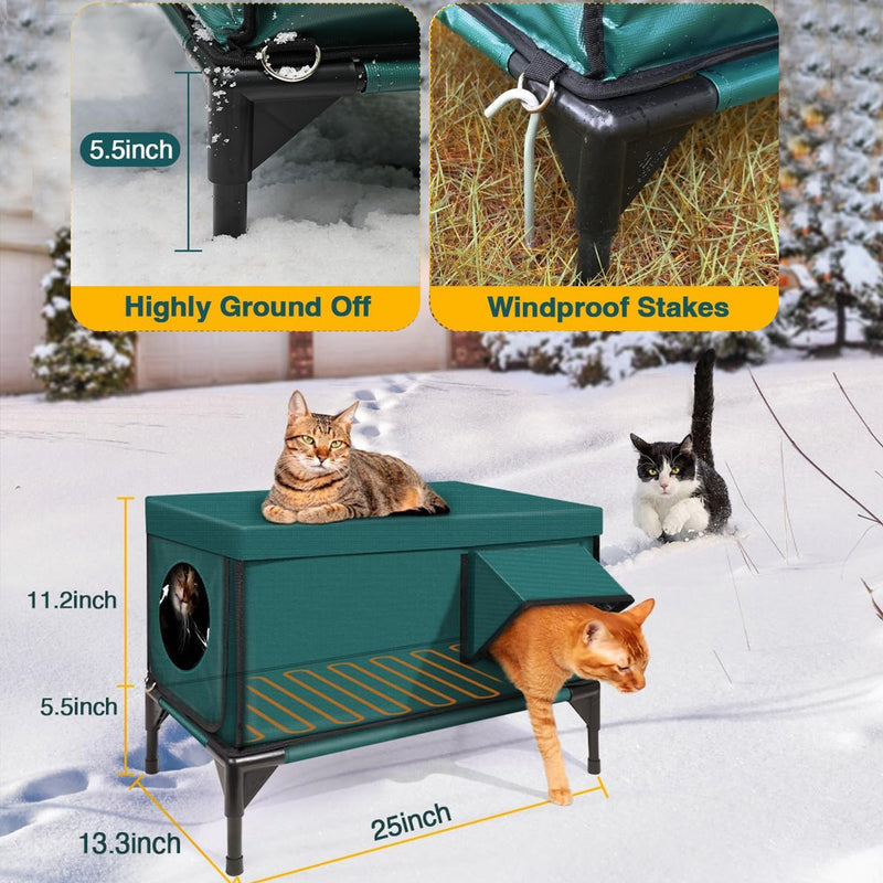 Outdoor heated and insulated cat bed