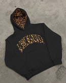 Streetwear Hooded Sweatshirt Set with Leopard Embroidery