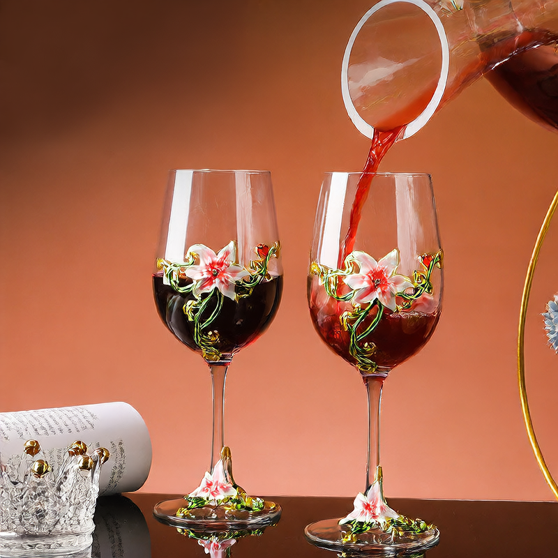 Enamel-colored red wine cup set