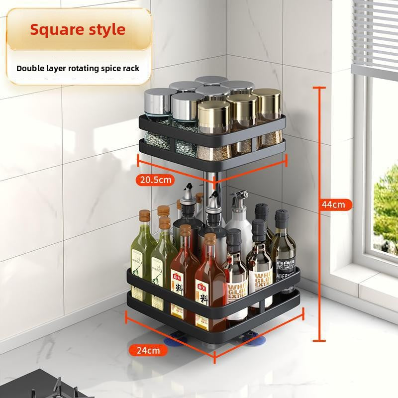 Adjustable Rotatable Metal Kitchen Spice Storage Rack