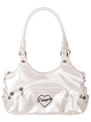 Pearlescent White PU Y2K Large Tote Bag