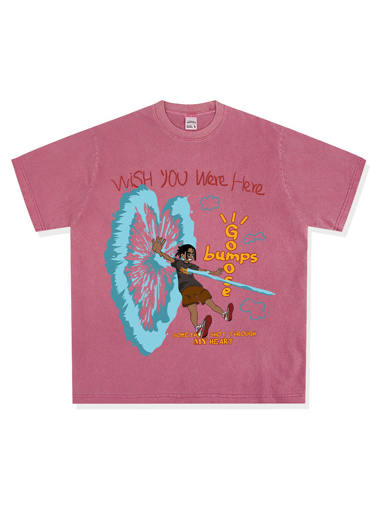 Retro Travis Scott Hip Hop Cartoon Printed Cotton T-Shirt