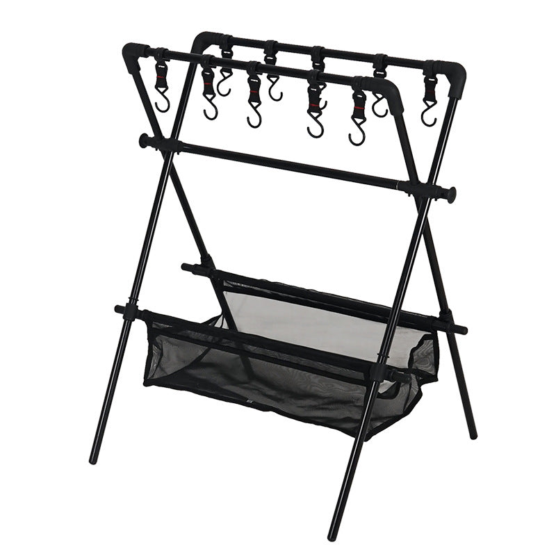 Outdoor camping folding shelf camping car drying rack drying net drying rack storage rack - TrendTrove