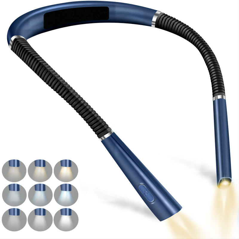 Night reading LED lighting book light USB charging tri color folding double head neck hanging reading light - TrendTrove