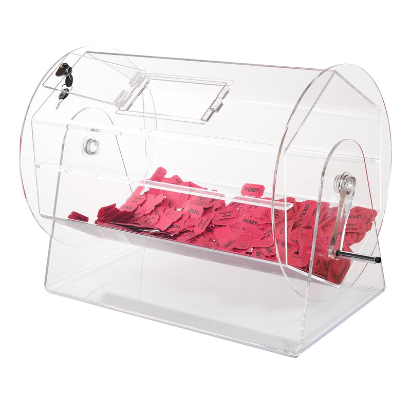 VEVOR Acrylic Raffle Drum,Professional Raffle Ticket Spinning Cage With 2 Keys, Transparent Lottery Spinning Drawing, Holds 10000 Tickets Or 300 Raffle Balls, Raffle Ticket Box For Lottery Games Bing