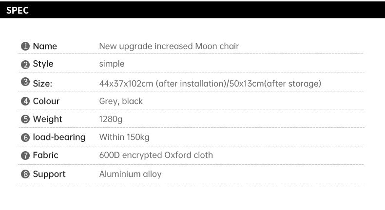 Outdoor Folding Chair Heighten Moon Chair Portable Camping Fishing Chair Leisure Beach Chair Back Chair - TrendTrove