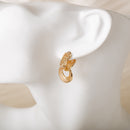 Luxury Hollow Round Moon Rose Gold Silver Color Drop Earrings For Women Micro-wax Inlay Natural Zircon Flower Bridal Wedding Daily Jewelry For Women