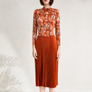 Vestido midi de dos piezas con estampado de tinta falsa para mujer