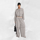 Women's Hooded Zipper Coat and Pants Suit