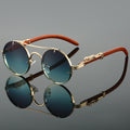 Retro Double Bridge Round Frame Sunglasses