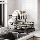 Kitchen Dish Rack with Drainage, Multilayer Storage for Dishes and Cups