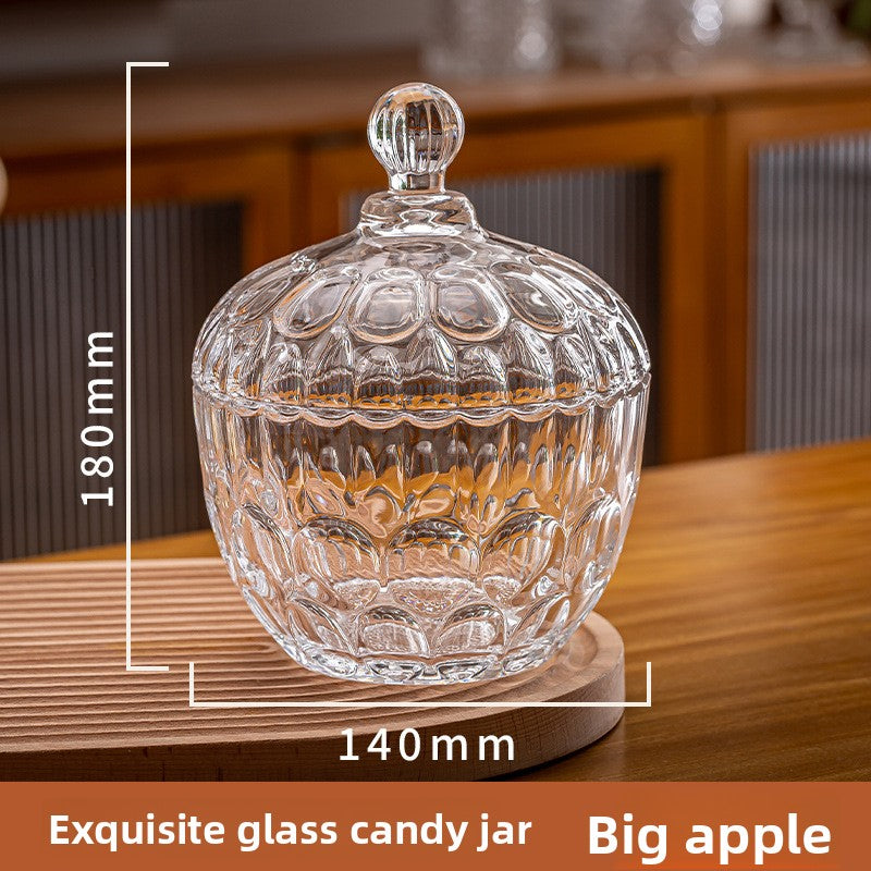 Glass Storage Jar with Lid for Candy Makeup Brush Tea
