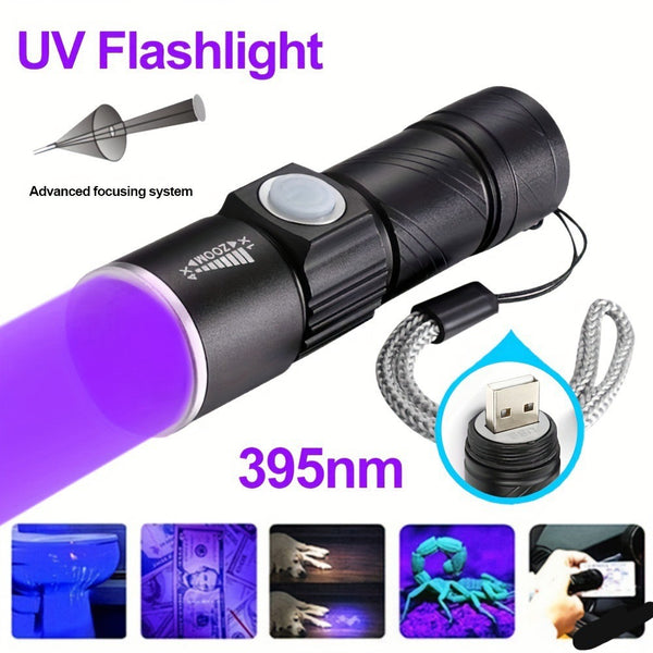 Mini UV Flashlight with White and Purple Light