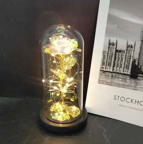 Gold Foil Rose Glass Lampshade Decorative Light for Gifts