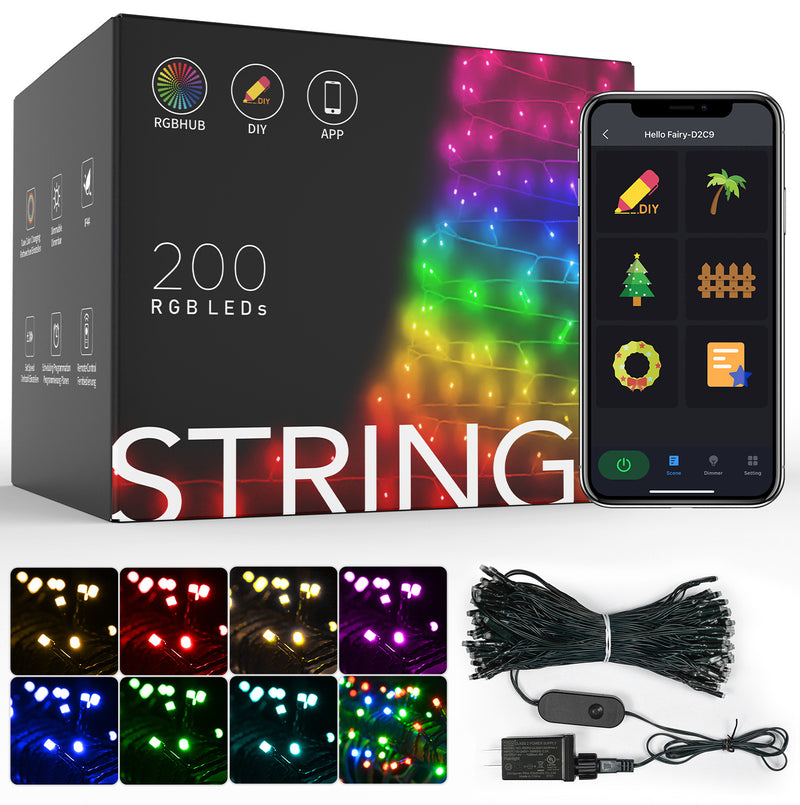 Bluetooth LED Christmas Tree Lights with Remote Control and App