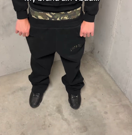 Streetwear Hooded Sweatshirt Set with Leopard Embroidery