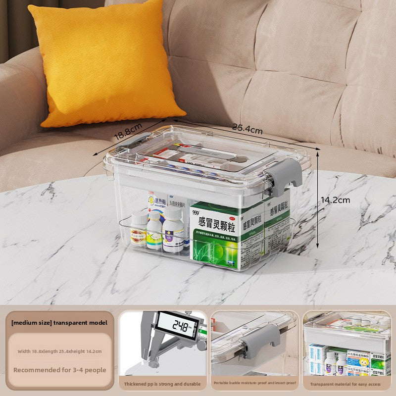 Portable Multi-Layer Transparent Medicine Storage Box