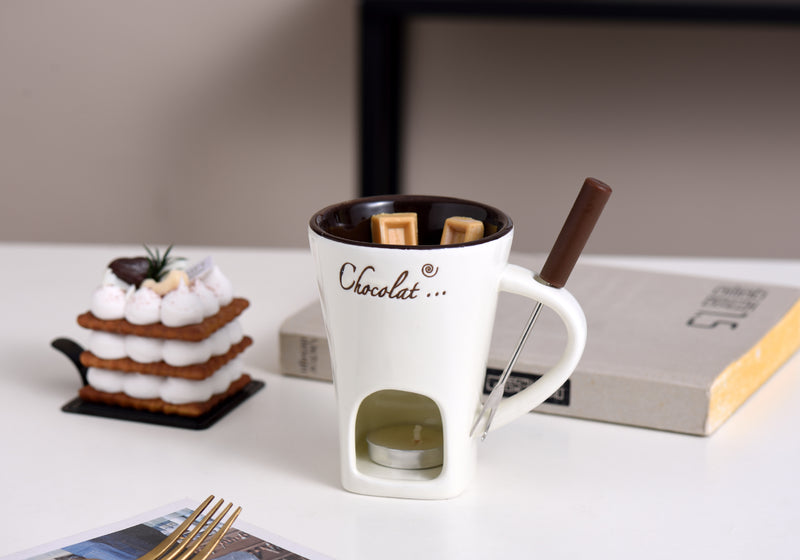 Ceramic Fondue Cup for Chocolate Cheese and Ice Cream