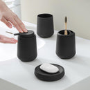 Matte Black Bathroom Accessories Set Plastic Soap Dispenser Toothbrush Holder Cup Soap Dish For Modern Bathroom Decor
