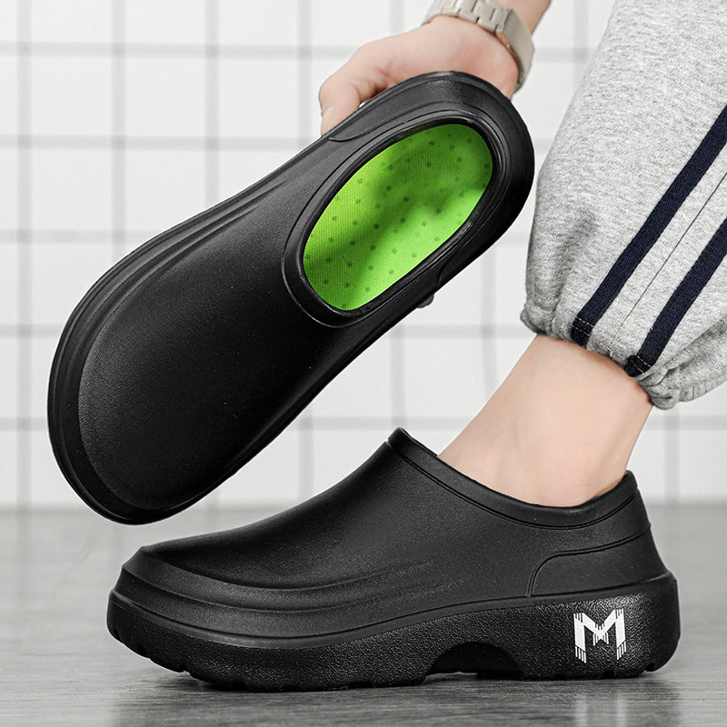 Fashion Men's Labor Protection Shoes EVA Lightweight Oil-proof Waterproof Chef Shoes