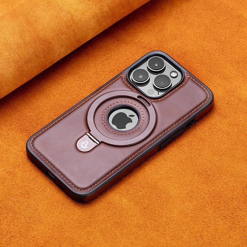 Suitable for Apple 16Promax phone case leather magnetic bracket iPhone 15 anti drop protective case - TrendTrove