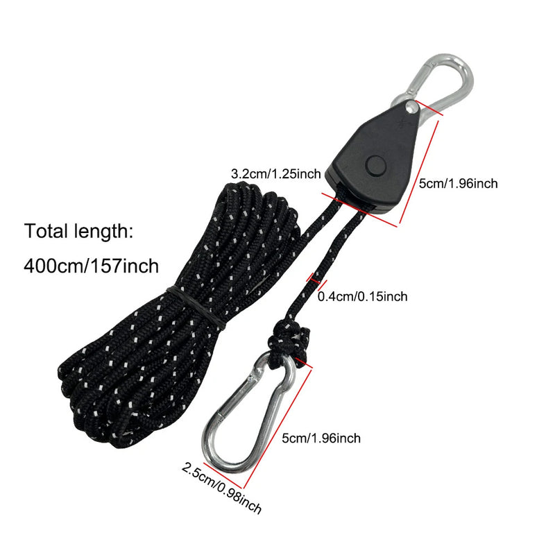 Outdoor camping canopy wind rope tent rope pulley adjuster windproof rope light fixture buckle hanging rope adjustable lifting - TrendTrove