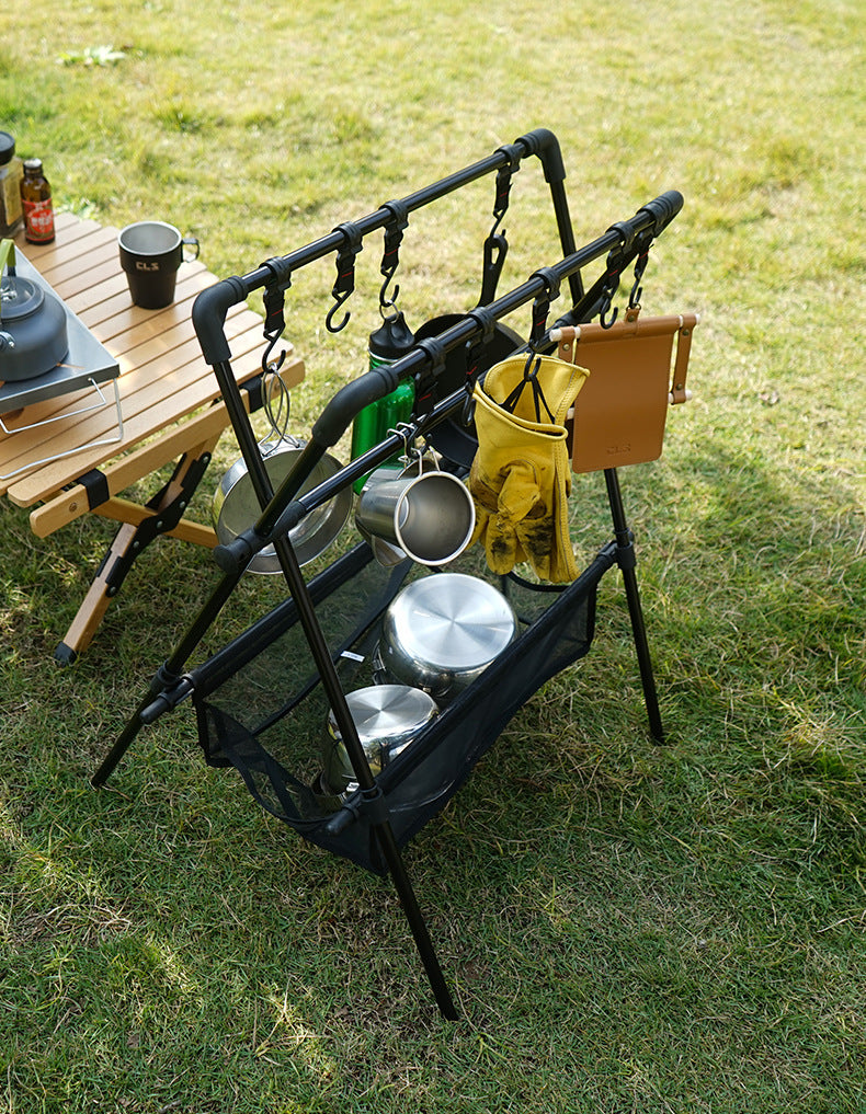 Outdoor camping folding shelf camping car drying rack drying net drying rack storage rack - TrendTrove