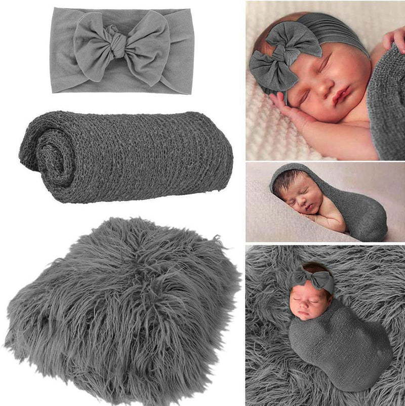 3pcs Baby Photography Props Photo Wraps Studio Photography Blankets 100-Day Baby Photo Props - TrendTrove
