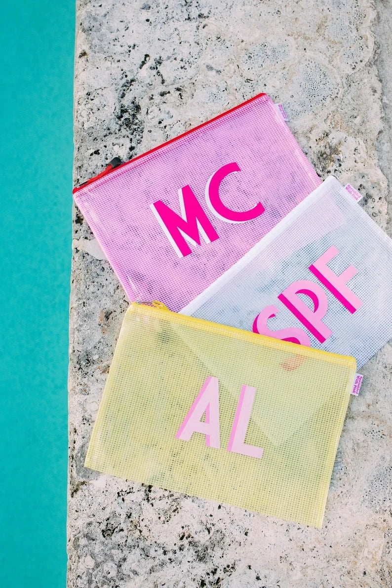 Bridesmaids Wedding Custom Bachelorette Name School Everyday Personalised Shadow Monogram Pool Bag Bride Gifts Wedding Pool Bags