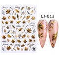 Shiny Maple Geometry Autumn Nail Art Stickers Laser Sector Fall Leaves Decals Cute Squirrel Slider Manicure Decorations CHCJ-076