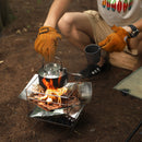 Outdoor BBQ flame-retardant gloves thickened cowhide cover wear-resistant camping protective cover - TrendTrove