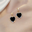 Korean New Black Heart Rhinestone Drop Earring for Women Shining Zircon Geometric Dangle Earring Wedding Party Exquisite Jewelry