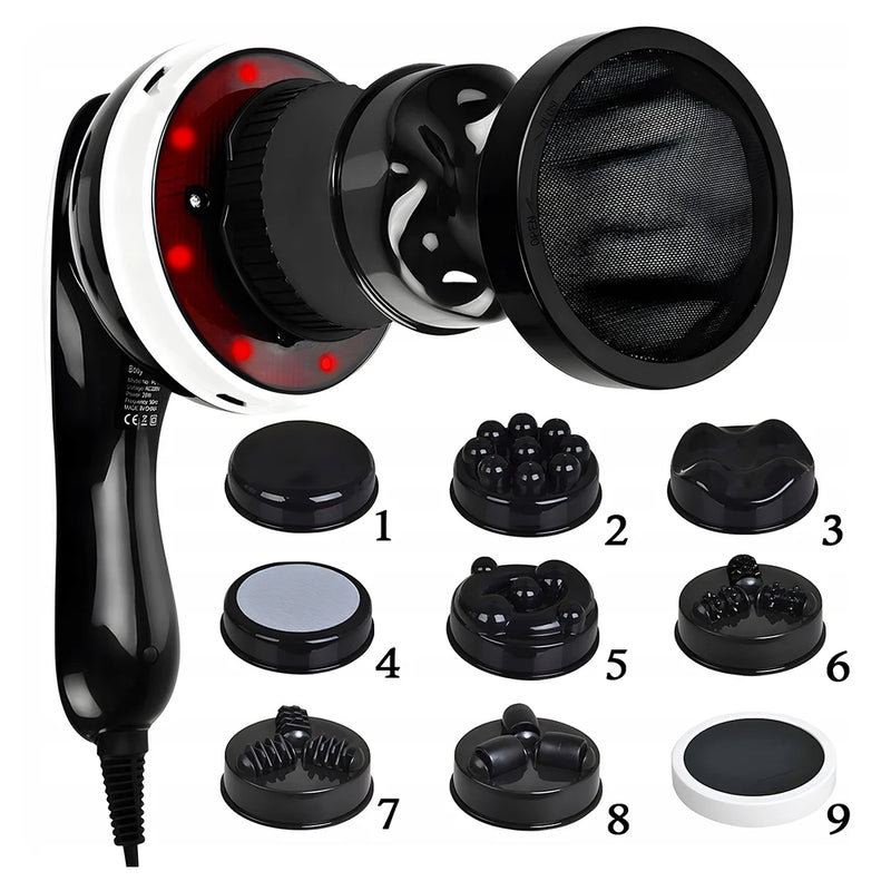 PROFESSIONAL GUN FOR MASSAGE, ANTI-CELLULITE SIGN MASSAGE 9in1