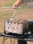 Outdoor folding barbecue stove stainless steel card stove bonfire stove portable camping heating stove burning firewood stove - TrendTrove