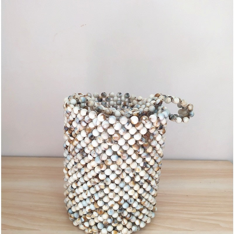 Women Beaded Handbag Colorful Summer Beach bags Summer Casual Bucket
