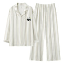 Pure cotton couple pajamas women's spring and autumn men's home suit set - TrendTrove