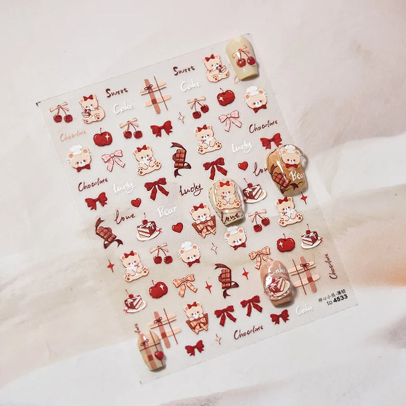 1Pcs Luxury Gold Christmas Nail Decorations Stickers Press on Nails 5D Laser Snowflake Christmas Tree Nail Art Sticker Decal DIY