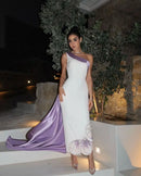 Sharon Said Luxury Beaded Butterfly White Lilac Evening Dresses for Women Wedding One Shoulder Midi Party Dress SS475 Customized