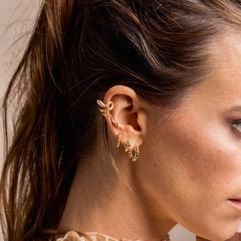 Uworld 1pcs Stainless Steel Minimal Snake Ear Cuff for Women High Quality 18 K Metal Geometric Temperament Jewelry Bijoux Femme