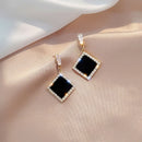 Korean New Black Heart Rhinestone Drop Earring for Women Shining Zircon Geometric Dangle Earring Wedding Party Exquisite Jewelry