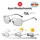 Men Fold Photochromic Sunglasses with Polarized Lens Rectangle Folding Metal Male Sun Glasses Trending Products - TrendTrove